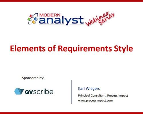 Webinar: Elements of Requirements Style